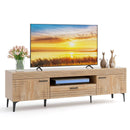 TV Stand with 2 Cabinets and Storage Drawer for 65 Inches TVs-Oak by LJGDeals