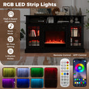 TV Stand with Electric Fireplace LED Lights and Remote Controls for TVs Up to 40 Inch-Black