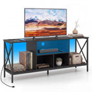 TV Stand with LED Lights for 65 Inch TV Entertainment Center with Power Outlets by DirectDeals