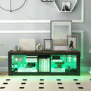 Modern TV Stand with LED Light and Adjustable Shelves for TVs up to 65 inch-Brown by LJGDeals