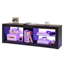 Modern TV Stand with LED Light and Adjustable Shelves for TVs up to 65 inch-Brown