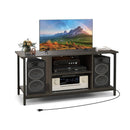 3-Tier TV Stand with Power Outlet USB and Adjustable Shelf-Gray by LJGDeals
