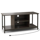 3-Tier TV Stand with Power Outlet USB and Adjustable Shelf-Gray by LJGDeals