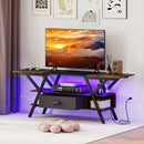 TV Stand for 65 Inch TVs with Power Outlets and LED Lights by LJGDeals