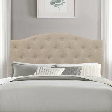 Twin Size Beige Fabric Upholstered Button-Tufted Adjustable Height Headboard, photo 3 of 4