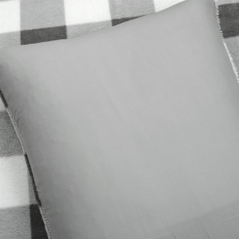Twin Size Plaid Soft Faux Fur Comforter Set in Black White Grey, photo 5 of 5