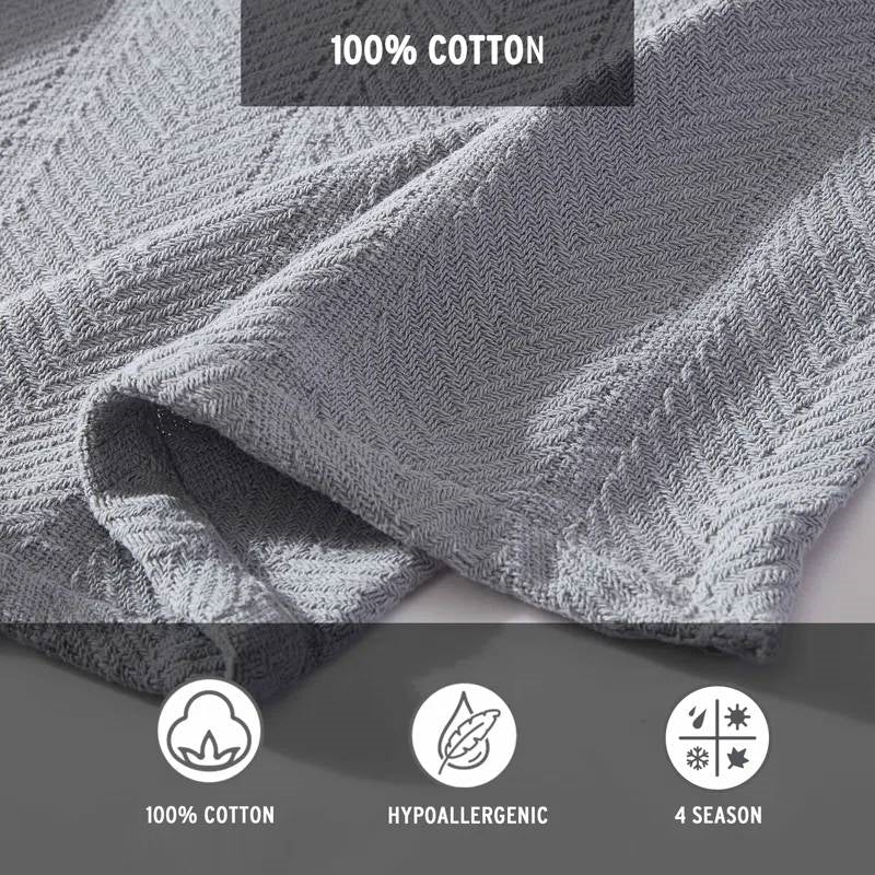 Twin size Cozy Lightweight Grey 100-Percent Cotton Blanket - Machine Washable, photo 5 of 5