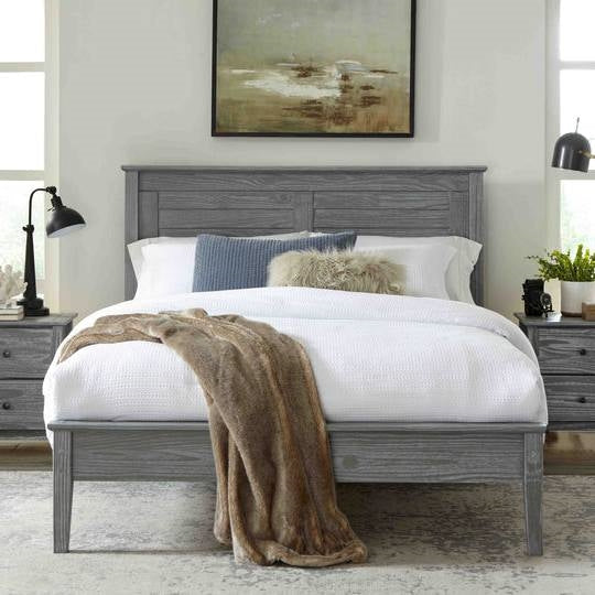 Twin Size Coastal Dorm Farmhouse Solid Pine Wood Platform Bed in Rustic Grey, photo 4 of 5