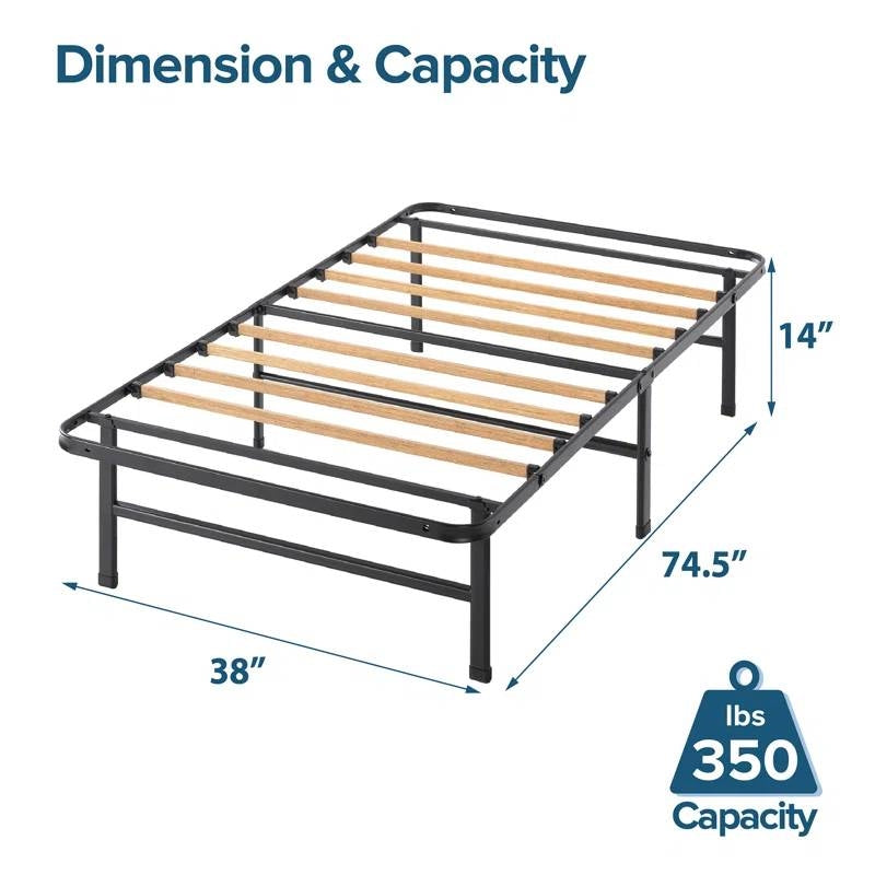 Twin size Metal Bed Frame with Bamboo Wood Slats, photo 5 of 5