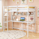 Twin Loft Bed with Desk and Shelves - White by LJGDeals