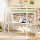 Twin Loft Bed with Desk and Shelves - White by LJGDeals