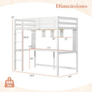 Twin Loft Bed with Desk and Shelves - White by LJGDeals
