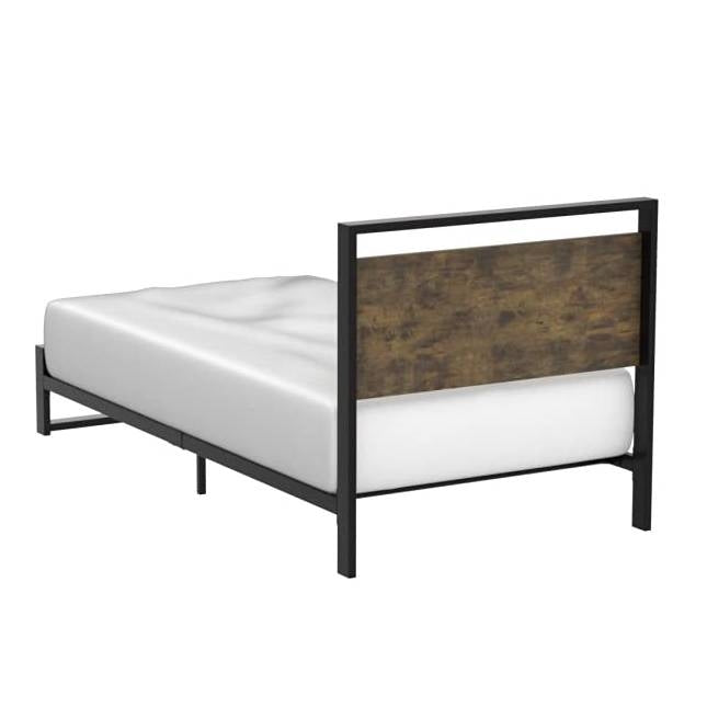 Twin Modern Farmhouse Platform Bed Frame with Wood Panel Headboard Footboard, photo 3 of 5