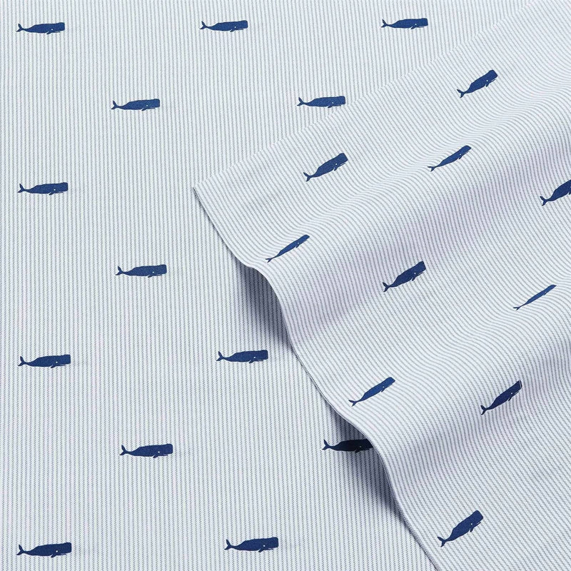 Twin size Coastal Beach 100-Percent Cotton Navy Blue White Stripe Sheet Set, photo 2 of 5