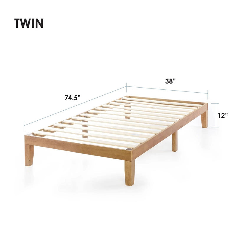 Twin size Solid Wood Platform Bed Frame in Natural Wooden Finish, photo 5 of 5