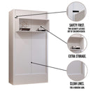 Easy-Lift Twin Murphy Wall Bed in White with Shelf