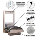 Easy-Lift Twin Murphy Wall Bed in Grey with Shelf