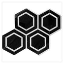 Raven Black 11x13 Polished Hexagon Nero Marquina Thassos Marble Mosaic Tile (5 pack, 5.21 sq ft/case)