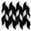 Eastern Black Thassos Basalt 10x12 Polished Leaves Marble Mosaic Tile (5 pack, 4.07 sq ft/case)