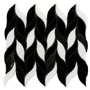Black White 10x12 Polished Leaves Marble Mosaic Tile (5 pack, 4.07 sq ft/case) - Sample