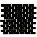 Eastern Black Thassos White 12x13 Polished Brick Marble Mosaic Tile (5 pack, 5.28 sq ft/case)