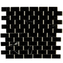 Black White 12x13 Polished Brick Marble Mosaic Tile (5 pack, 5.28 sq ft/case) - Sample
