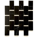 Eastern Black Thassos White 12x13 Polished Brick Marble Mosaic Tile (5 pack, 5.28 sq ft/case)