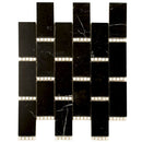 Black White 12x13 Polished Brick Marble Mosaic Tile (5 pack, 5.28 sq ft/case) - Sample