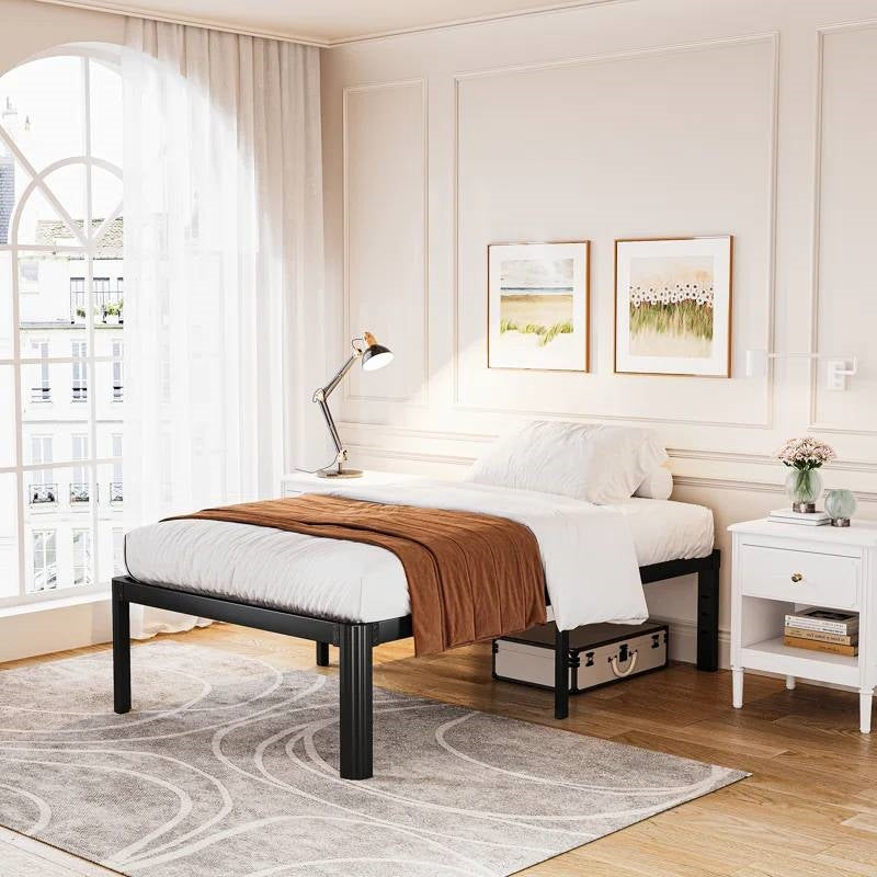 Twin XL Heavy Duty Metal Bed Frame Platform with Round Edge Legs, photo 3 of 5