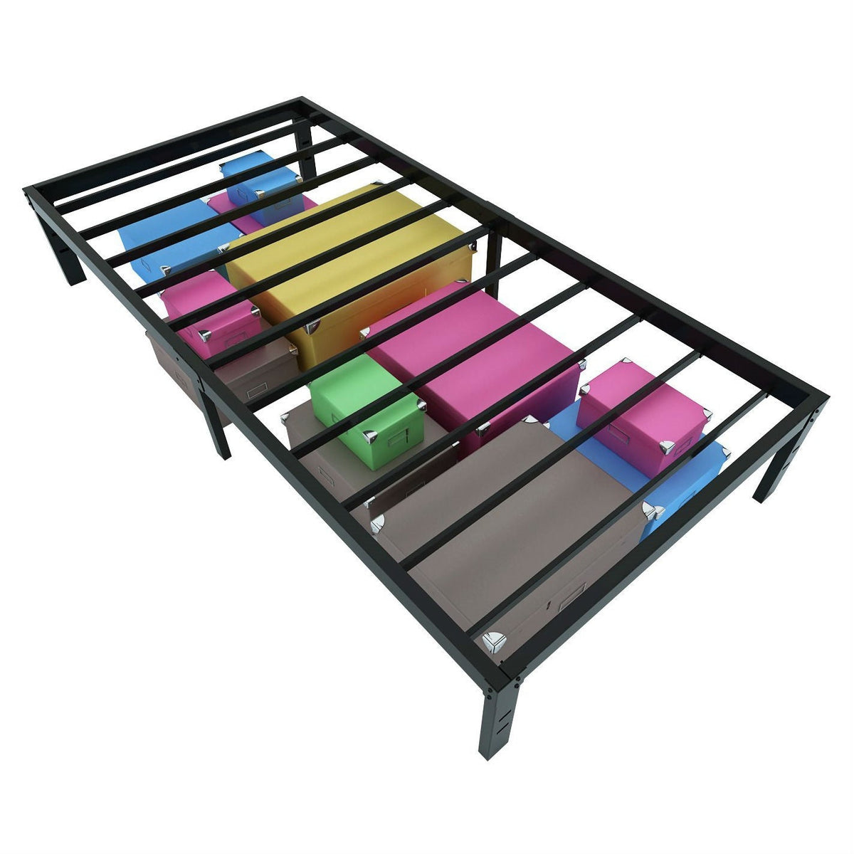 Twin XL College Dorm Heavy Duty Black Metal Platform Bed Frame, photo 3 of 3