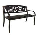 2 Person Texas Star Patriotic USA Flag Outdoor Metal Garden Bench in Bronze