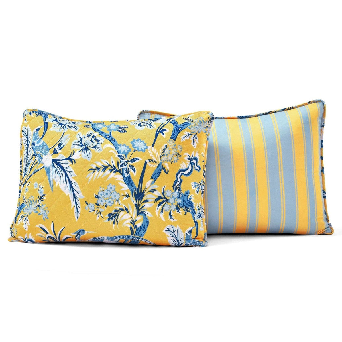 King Size Lightweight Peacocks Polyester Quilt Set Yellow Blue, photo 5 of 5