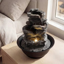 Tabletop Water Fountain with LED Light Indoor Desktop Cascading Water Feature by LJGDeals