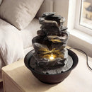Tabletop Water Fountain with LED Light Indoor Desktop Cascading Water Feature by LJGDeals