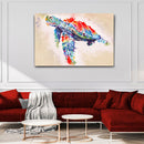 Coral Reef Sea Turtle Watercolor Canvas Wall Art