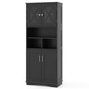 Tall Bathroom Cabinet Large Floor Storage Cabinet with Acrylic Doors and 3 Cubes-Black