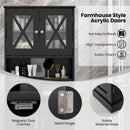 Tall Bathroom Cabinet Large Floor Storage Cabinet with Acrylic Doors and 3 Cubes-Black