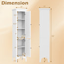 Tall Bathroom Floor Cabinet with Shutter Doors and Adjustable Shelf-White