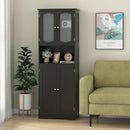 64.5 Inches Tall Bathroom Storage Cabinet with Frost Glass Doors and Shelves by LJGDeals