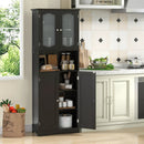 64.5 Inches Tall Bathroom Storage Cabinet with Frost Glass Doors and Shelves by LJGDeals