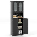 64.5 Inches Tall Bathroom Storage Cabinet with Frost Glass Doors and Shelves by LJGDeals