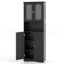 64.5 Inches Tall Bathroom Storage Cabinet with Frost Glass Doors and Shelves by LJGDeals