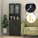 64.5 Inches Tall Bathroom Storage Cabinet with Frost Glass Doors and Shelves by LJGDeals