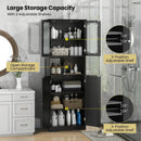 64.5 Inches Tall Bathroom Storage Cabinet with Frost Glass Doors and Shelves by LJGDeals