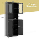 64.5 Inches Tall Bathroom Storage Cabinet with Frost Glass Doors and Shelves by LJGDeals