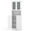 64.5 Inches Tall Bathroom Storage Cabinet with Frost Glass Doors and Shelves by LJGDeals