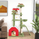 61 Inches Cute Christmas Cat Tree with Sisal Scratching Posts and 2 Condos-Green by LJGDeals