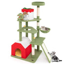 61 Inches Cute Christmas Cat Tree with Sisal Scratching Posts and 2 Condos-Green by LJGDeals