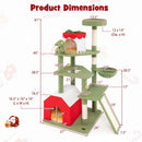 61 Inches Cute Christmas Cat Tree with Sisal Scratching Posts and 2 Condos-Green by LJGDeals