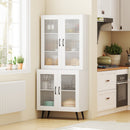70.5 inch Tall Kitchen Pantry Cabinet Cupboard with 4 Transparent Doors
